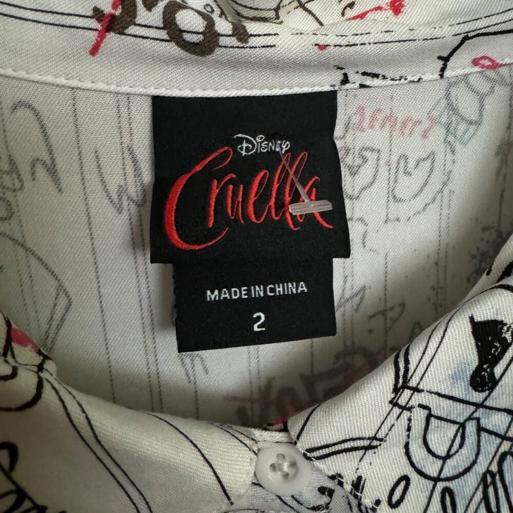 Torrid Disney cruella doodle button down necktie blouse plus size XX2 long sleev - Picture 6 of 16